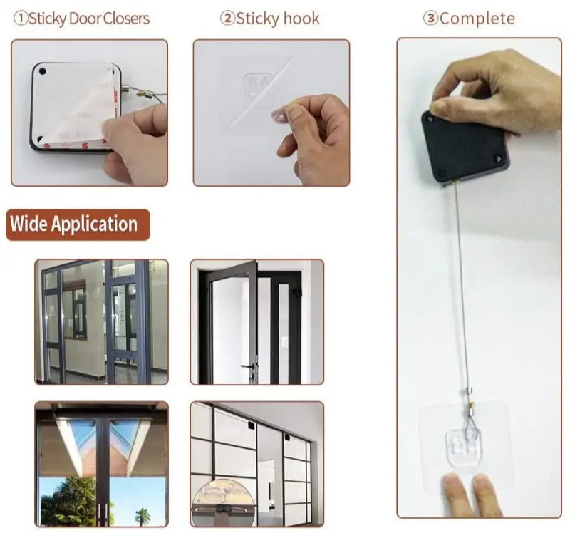 Automatic Sensor Door Closer Punch-Free Adjustable Surface Door Stopper Automatically Close Door Bracket Closer Home Improvement